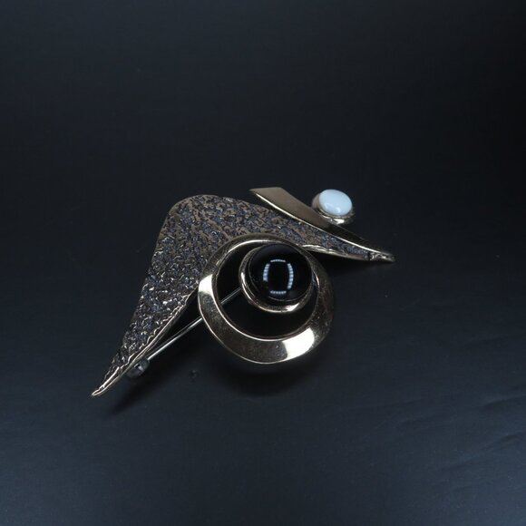 Gold Pin with Black and White Stone Accents - Picture 3 of 6
